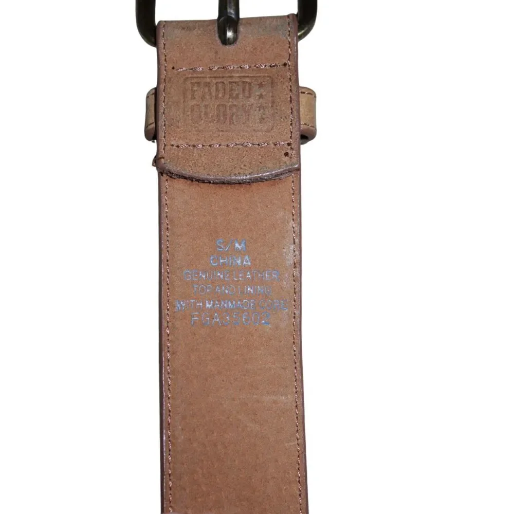 Faded Glory Brown Genuine Leather Floral Cutout Belt S/M
